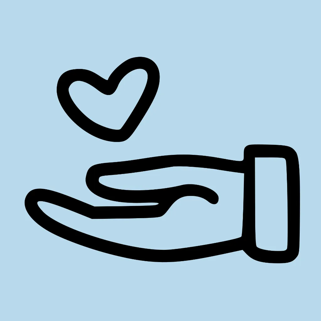 Outstretched hand with a heart 